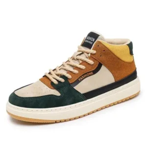 Dodtools Men'S Fashion Breathable Color Block Pu Sneakers