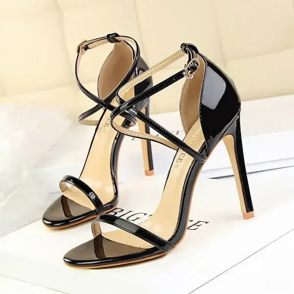 Dodtools Women Fashion Sexy Hollow Cross Stiletto Heel Sandals