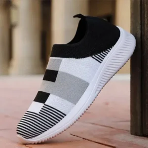 Dodtools Women Casual Knit Design Breathable Mesh Color Blocking Flat Sneakers