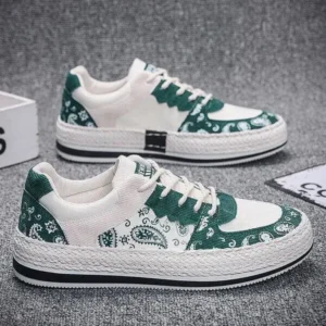 Dodtools Men Fashion Cashew Flower Printed Canvas Sneakers