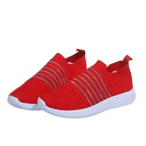 Dodtools Fashion Casual Solid Color Striped Fly-Woven Mesh Breathable Flat Sneakers